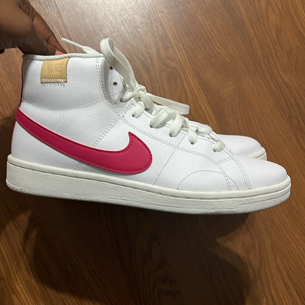 Hot pink and white Nike